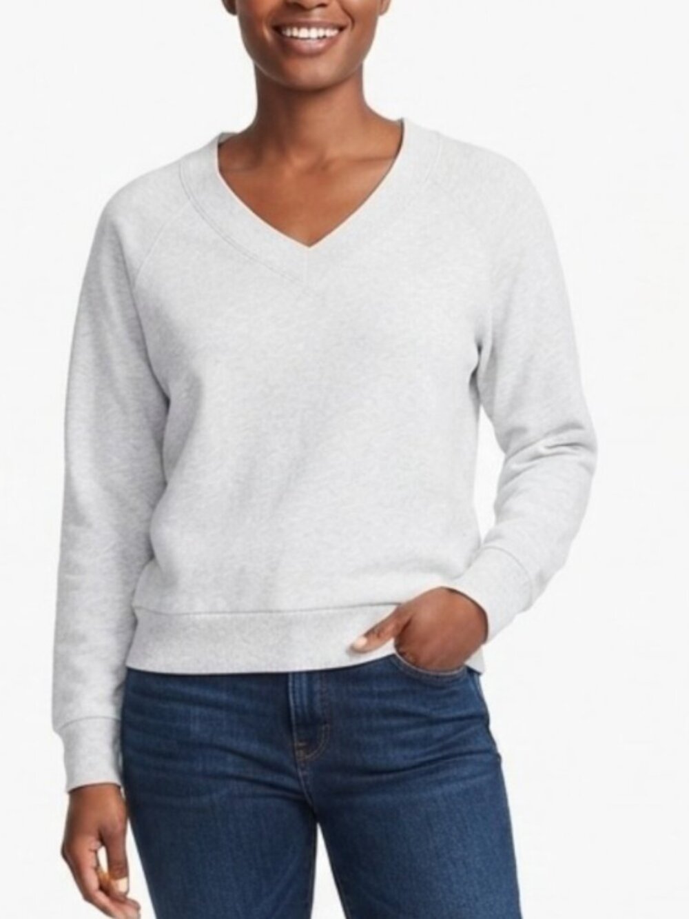 Universal Thread Light Gray V-Neck Pullover Sweatshirt L
